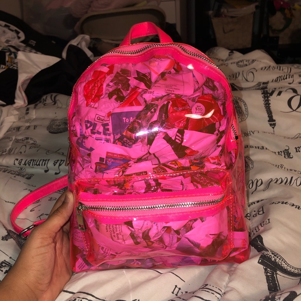 Pink clear mini back pack 💞